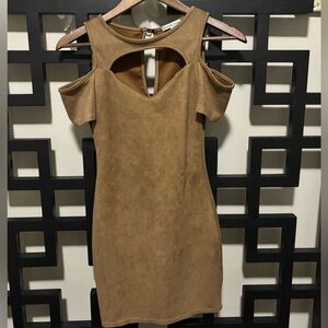 Charlotte Russe Cold-Shoulder Faux Suede Mini Dress